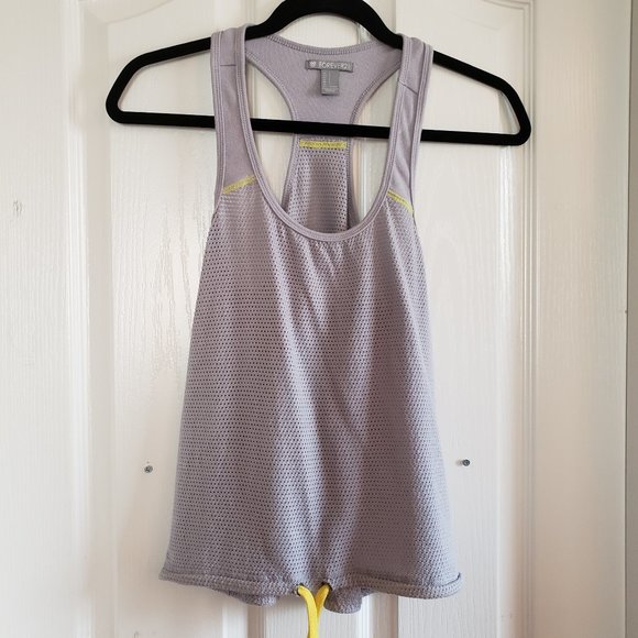 Forever 21 Womens Mesh Workout Athletic Wear Size Sm Racerback Drawstring Grey - Picture 1 of 8